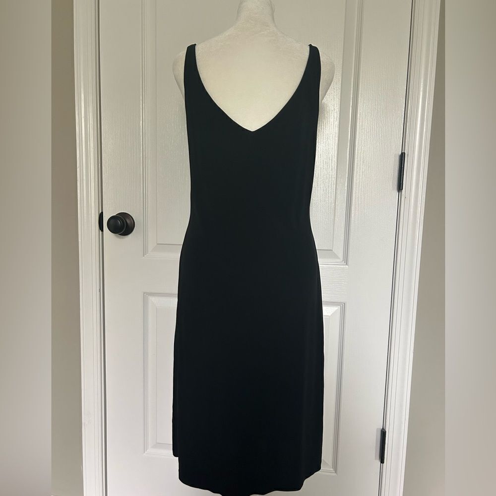 Ralph Lauren Minimalist Black V-Neck Sleeveless Slip Dress Midi 100% Rayon - Picture 4 of 9